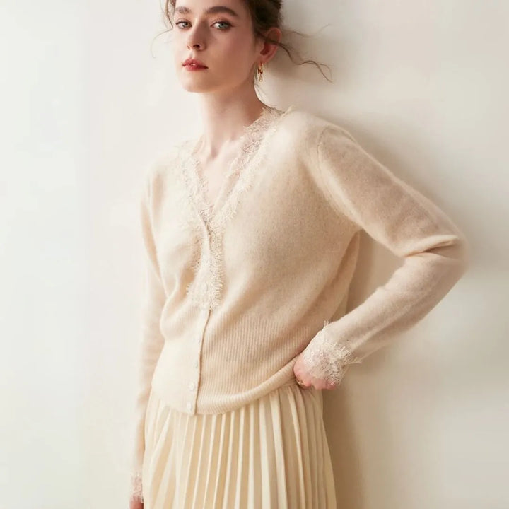 Cameron Lace-Trimmed Cashmere Cardigan