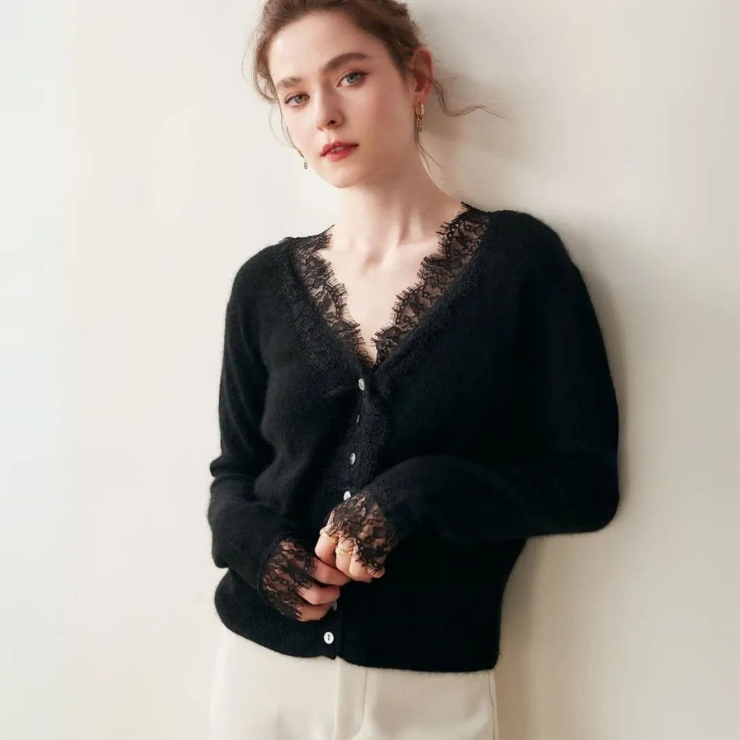 Cameron Lace-Trimmed Cashmere Cardigan