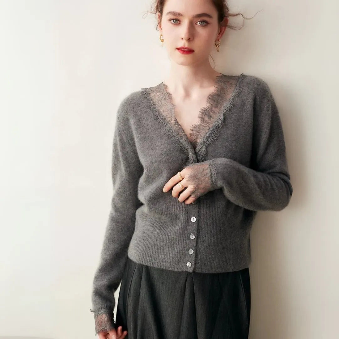Cameron Lace-Trimmed Cashmere Cardigan