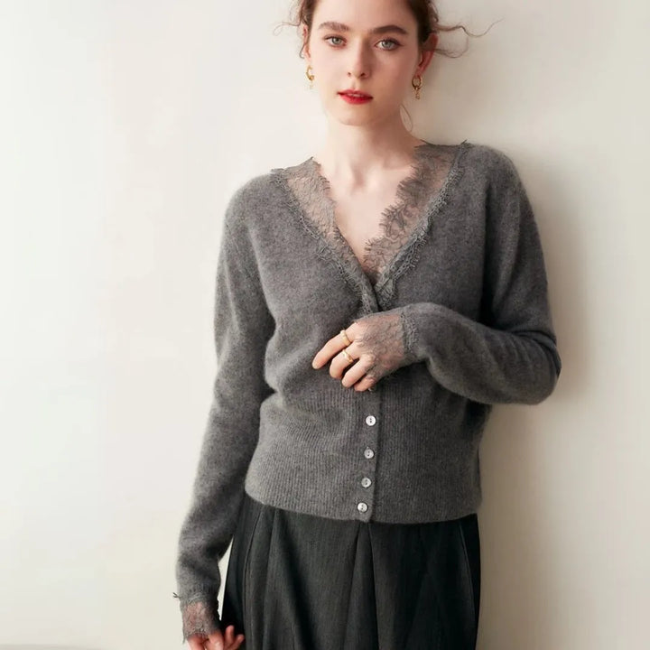 Cameron Lace-Trimmed Cashmere Cardigan