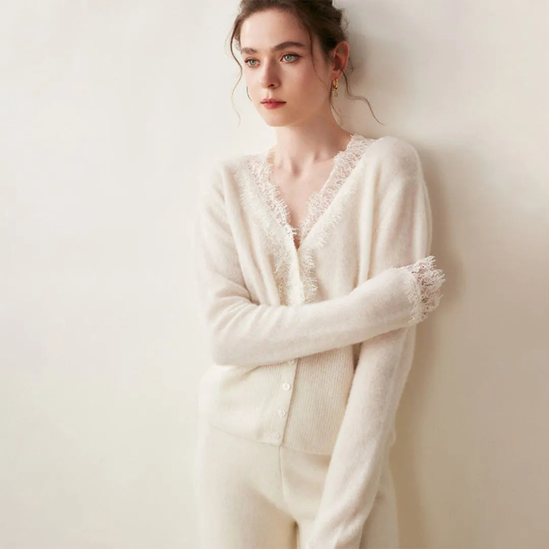 Cameron Lace-Trimmed Cashmere Cardigan