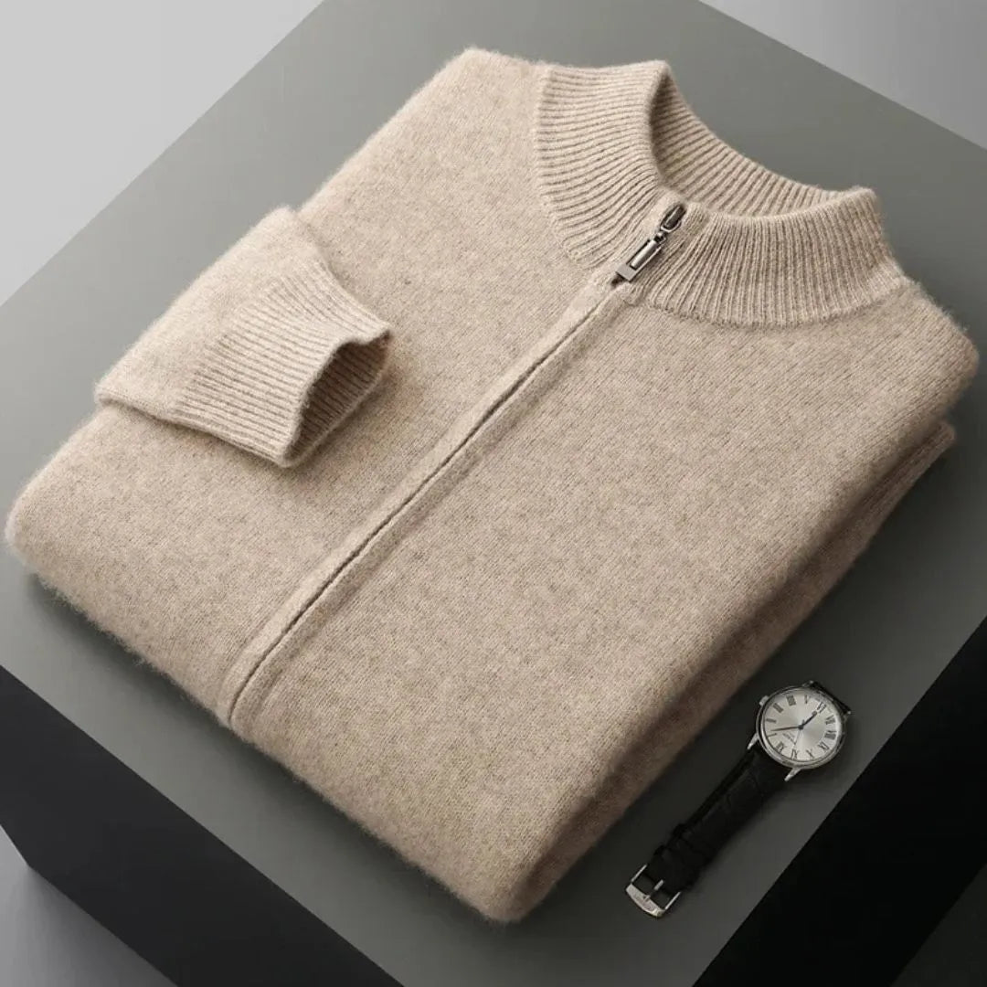 David Wool Zip Cardigan