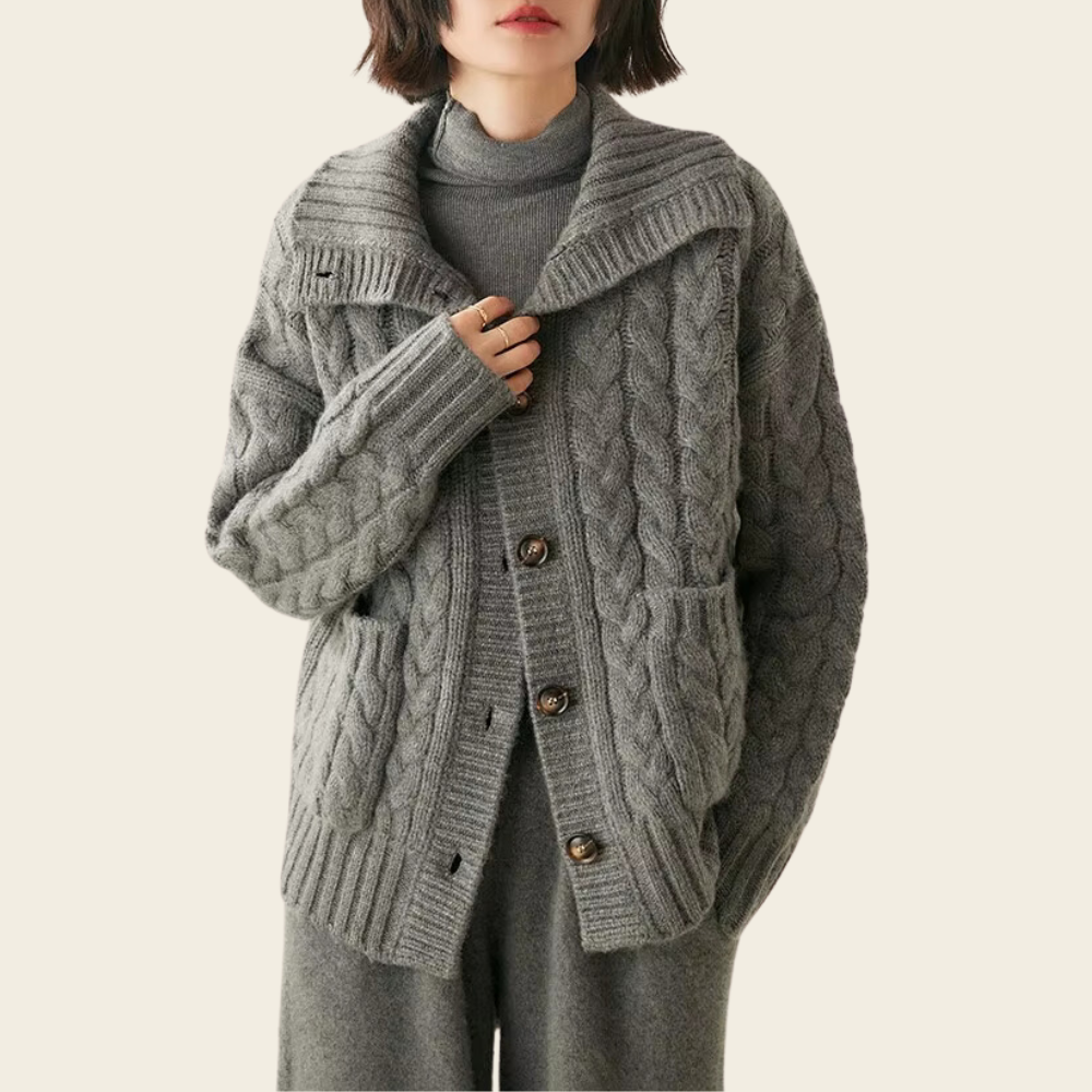 Ivy Turtleneck Wool Cardigan