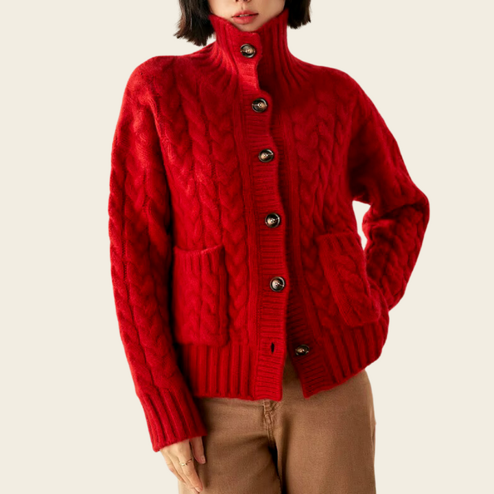 Ivy Turtleneck Wool Cardigan