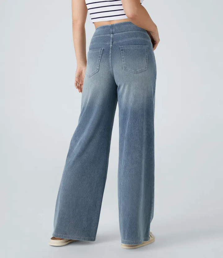 Very stretchy wide-leg, high-waisted jeans