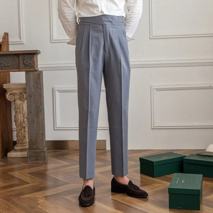 Belvoir High Waist Buckle Pleated Trousers