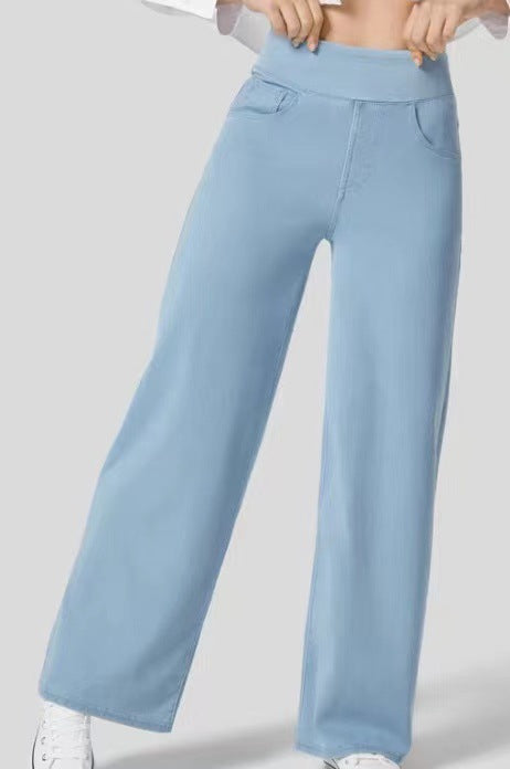 Very stretchy wide-leg, high-waisted jeans