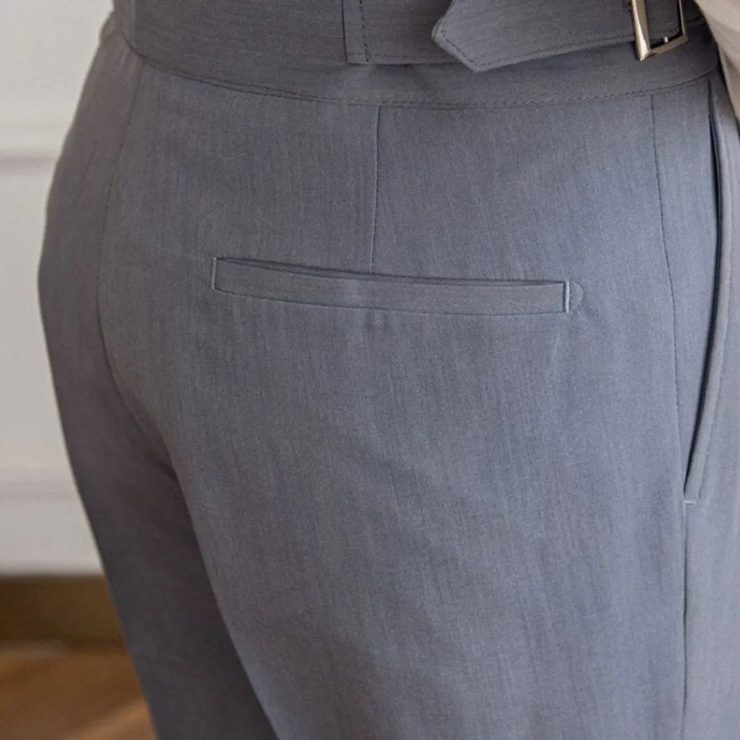 Belvoir High Waist Buckle Pleated Trousers