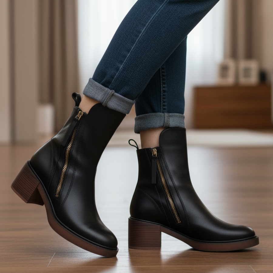 Jola | Leather ankle boots with a comfortable heel