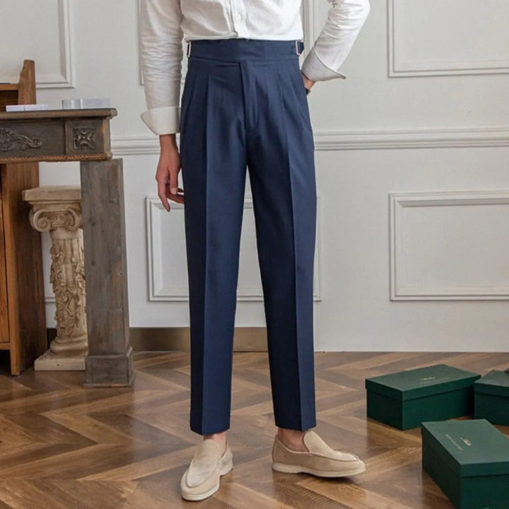 Belvoir High Waist Buckle Pleated Trousers