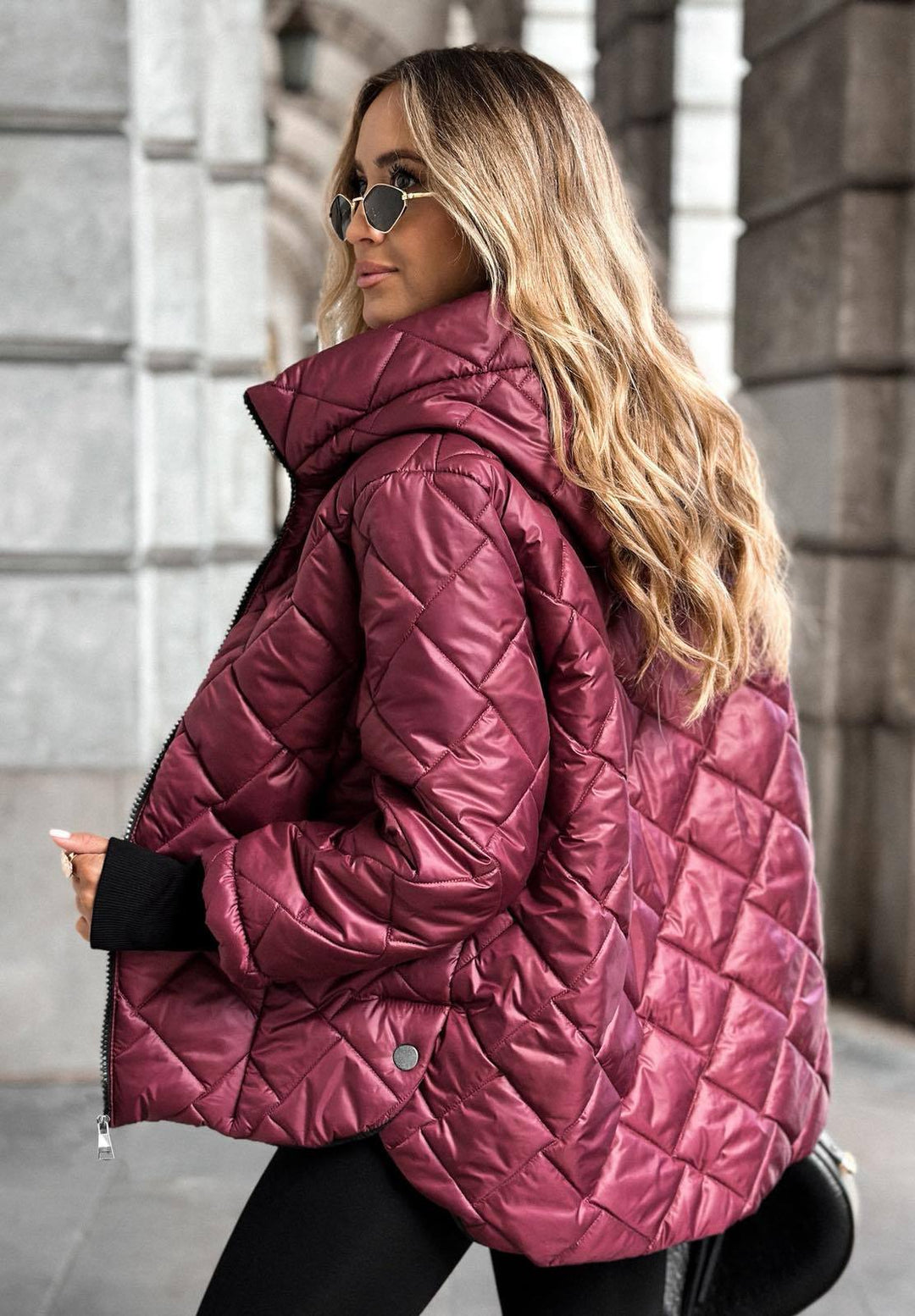 Nadia | Quilted Jacket in Wine Color
