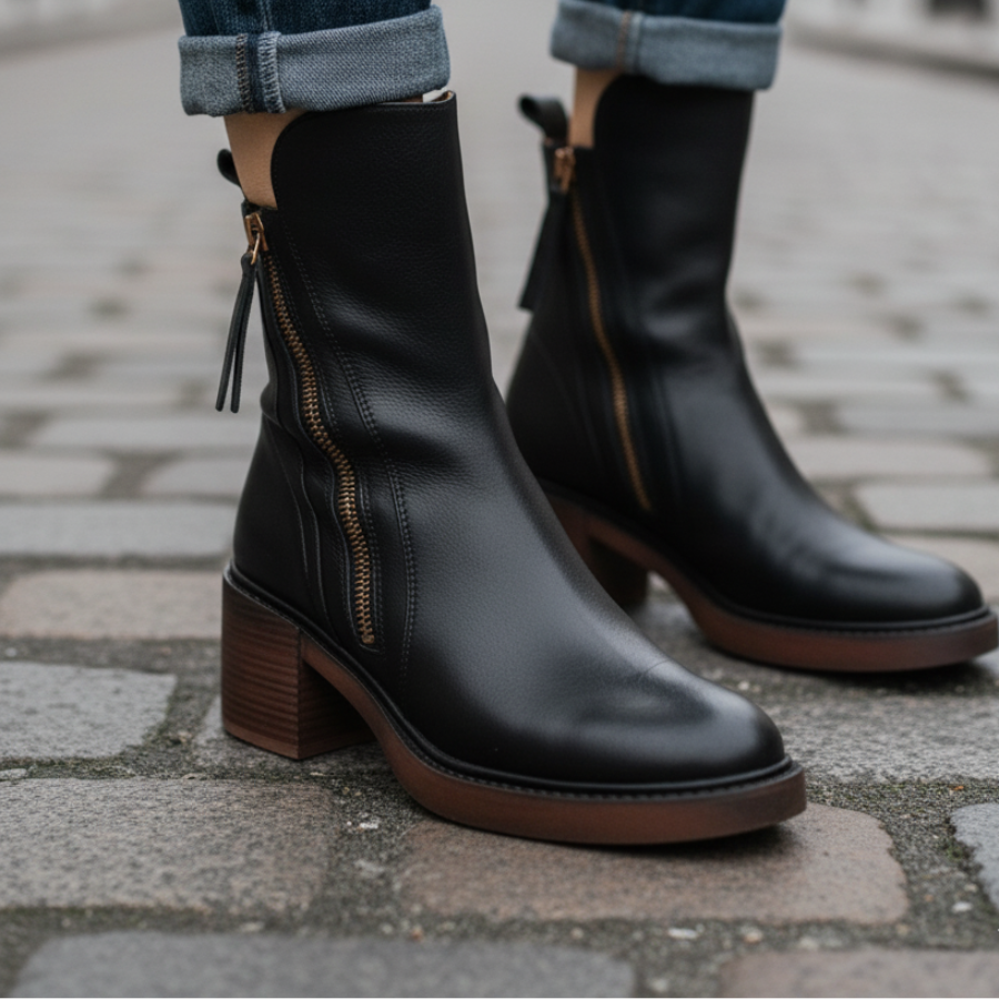 Jola | Leather ankle boots with a comfortable heel