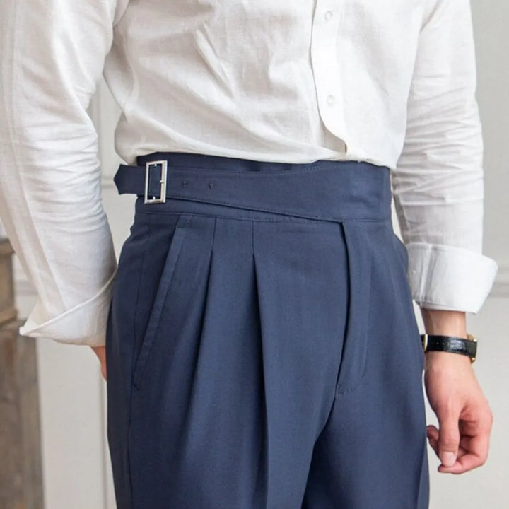Belvoir High Waist Buckle Pleated Trousers
