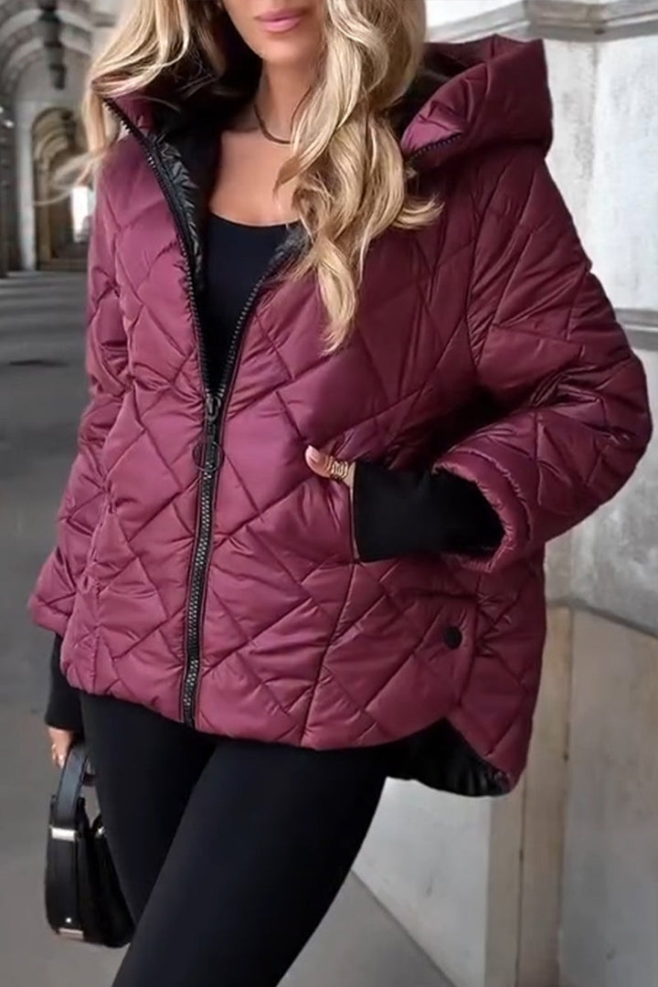 Nadia | Quilted Jacket in Wine Color