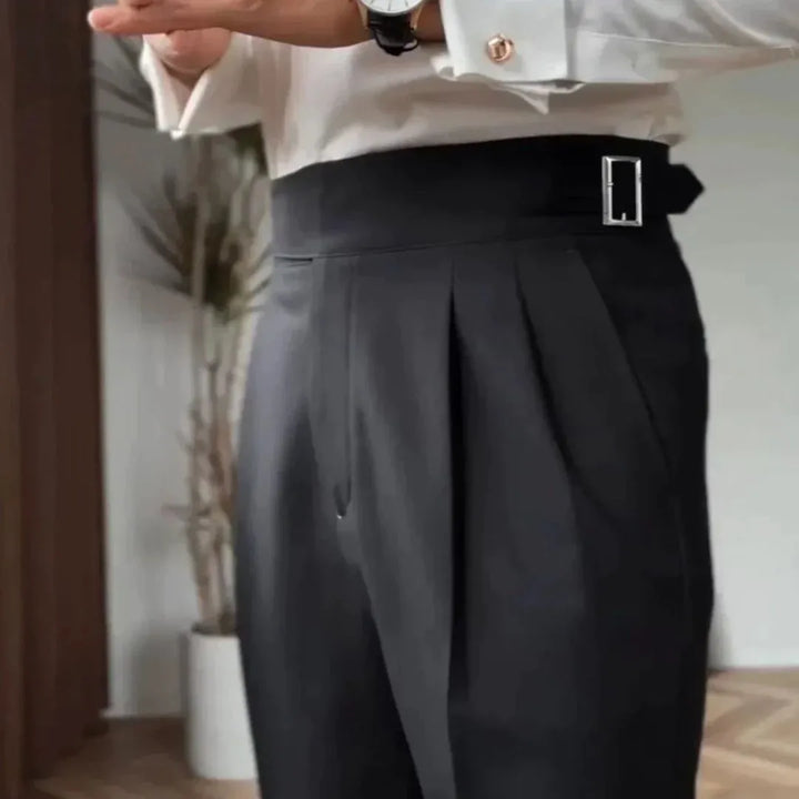 Belvoir High Waist Buckle Pleated Trousers