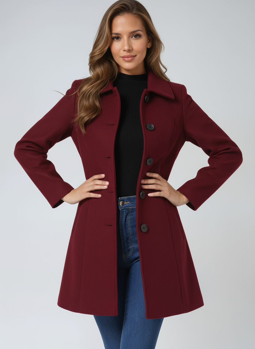 Olivia - Single Breasted Winter Trench Coat