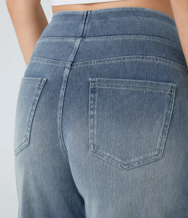 Very stretchy wide-leg, high-waisted jeans
