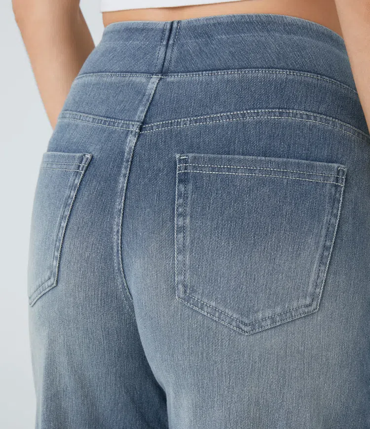 Very stretchy wide-leg, high-waisted jeans